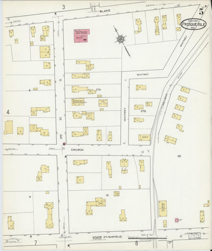 Sanborn Fire Insurance Map from Presque Isle, Aroostook County, Maine (1917), Sheet #0005 - Complete Map Set gallery image, historic Sanborn map, vintage wall art, Maine Maine