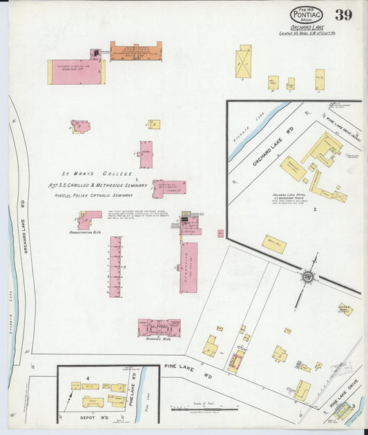 Sanborn Fire Insurance Map from Pontiac, Oakland County, Michigan (1919), Sheet #0039 - Historic Sanborn Fire Insurance Map Print, vintage old map wall art, antique decor, genealogy gift, Michigan Michigan map