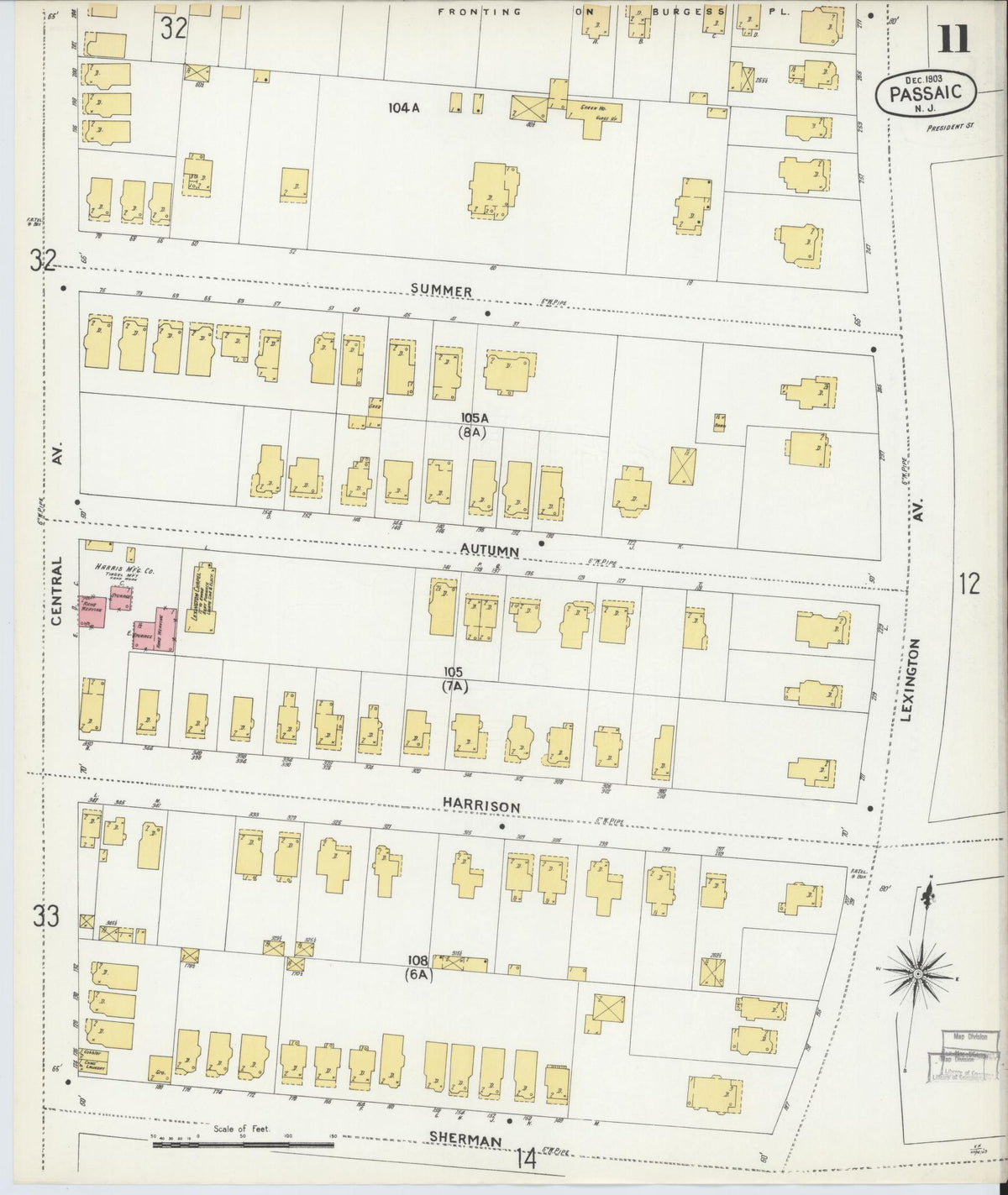 Sanborn Fire Insurance Map from Passaic, Passaic County, New Jersey (1903), Sheet #0011 - Complete Map Set gallery image, historic Sanborn map, vintage wall art, New Jersey New Jersey