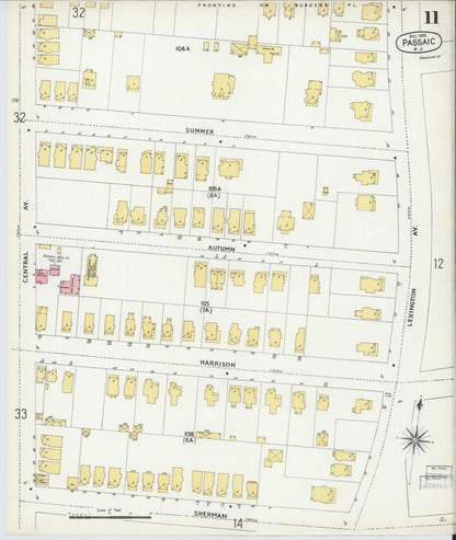 Sanborn Fire Insurance Map from Passaic, Passaic County, New Jersey (1903), Sheet #0011 - Complete Map Set gallery image, historic Sanborn map, vintage wall art, New Jersey New Jersey