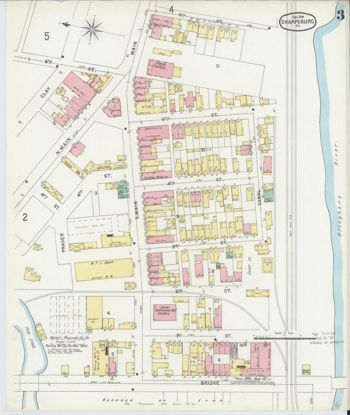 Sanborn Fire Insurance Map from Sharpsburg, Allegheny County, Pennsylvania (1896), Sheet #0003 - Historic Sanborn Fire Insurance Map Print, vintage old map wall art, antique decor, genealogy gift, Pennsylvania Pennsylvania map