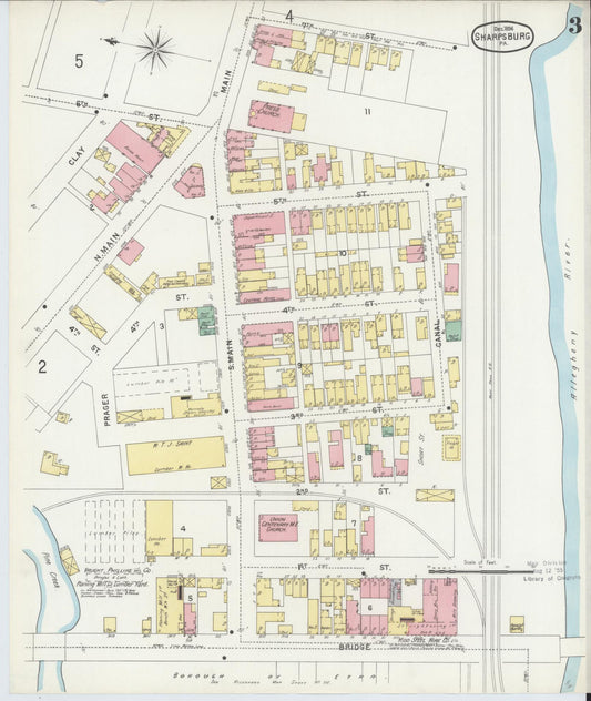 Sanborn Fire Insurance Map from Sharpsburg, Allegheny County, Pennsylvania (1896), Sheet #0003 - Historic Sanborn Fire Insurance Map Print, vintage old map wall art, antique decor, genealogy gift, Pennsylvania Pennsylvania map