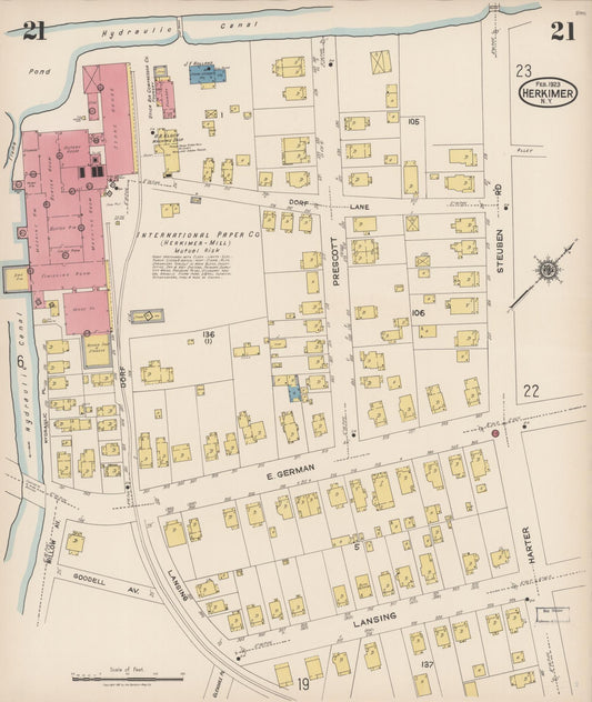 Sanborn Fire Insurance Map from Herkimer, Herkimer County, New York (1923), Sheet #0021 - Historic Sanborn Fire Insurance Map Print, vintage old map wall art, antique decor, genealogy gift, New York New York map