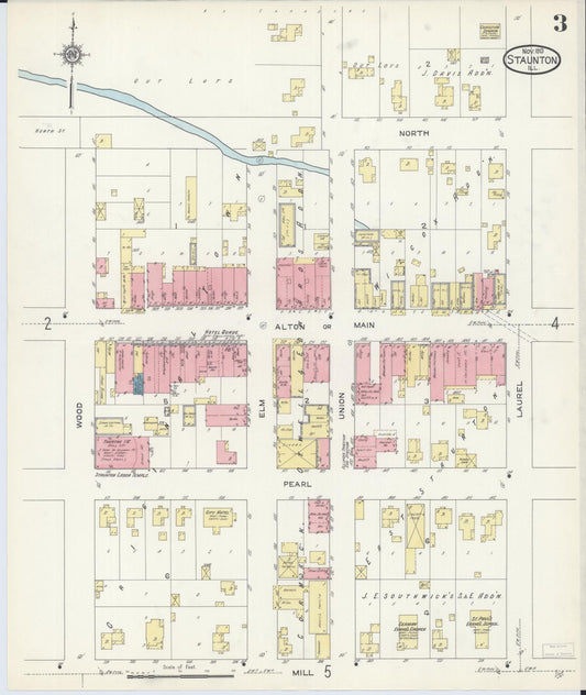Sanborn Fire Insurance Map from Staunton, Macoupin County, Illinois (1913), Sheet #0003 - Historic Sanborn Fire Insurance Map Print, vintage old map wall art, antique decor, genealogy gift, Illinois Illinois map