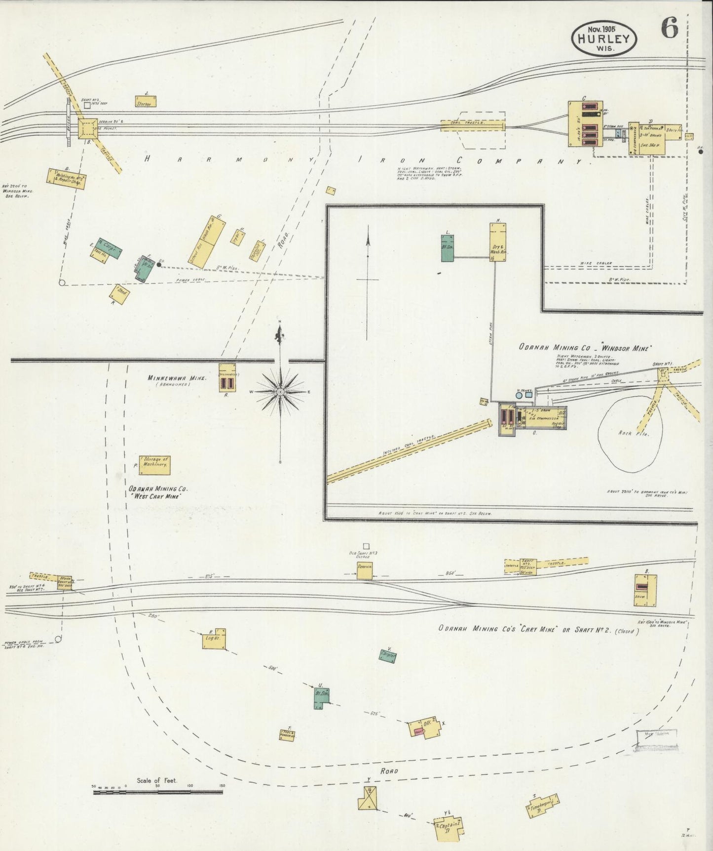 Sanborn Fire Insurance Map from Hurley, Iron County, Wisconsin (1905), Sheet #0006 - Complete Map Set gallery image, historic Sanborn map, vintage wall art, Wisconsin Wisconsin