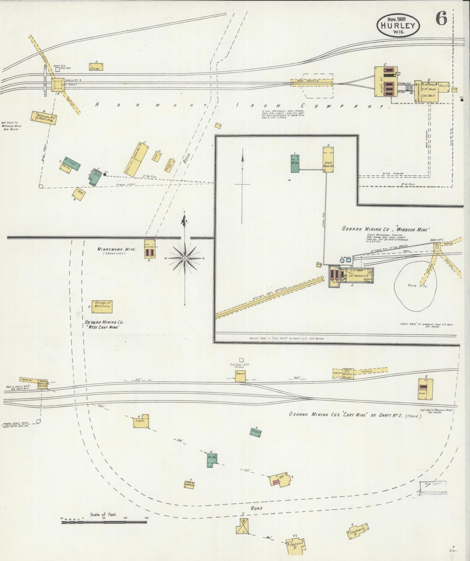 Sanborn Fire Insurance Map from Hurley, Iron County, Wisconsin (1905), Sheet #0006 - Complete Map Set gallery image, historic Sanborn map, vintage wall art, Wisconsin Wisconsin