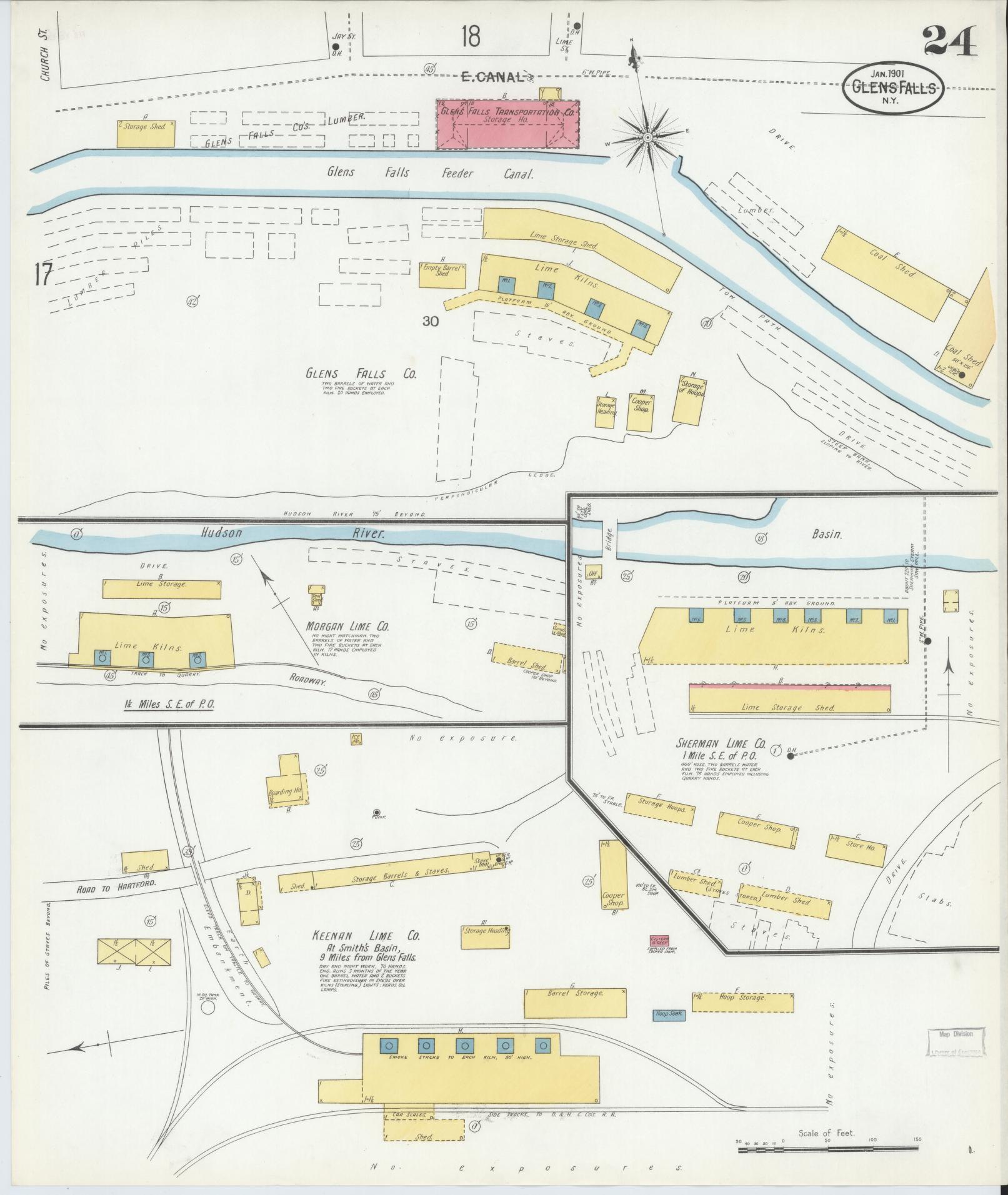 Sanborn Fire Insurance Map from Glens Falls, Warren County, New York (1901), Sheet #0024 - Historic Sanborn Fire Insurance Map Print, vintage old map wall art, antique decor, genealogy gift, New York New York map