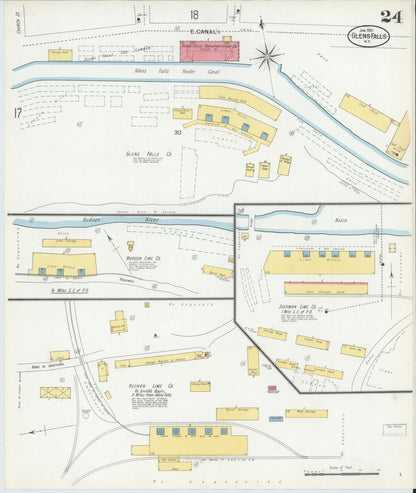 Sanborn Fire Insurance Map from Glens Falls, Warren County, New York (1901), Sheet #0024 - Historic Sanborn Fire Insurance Map Print, vintage old map wall art, antique decor, genealogy gift, New York New York map