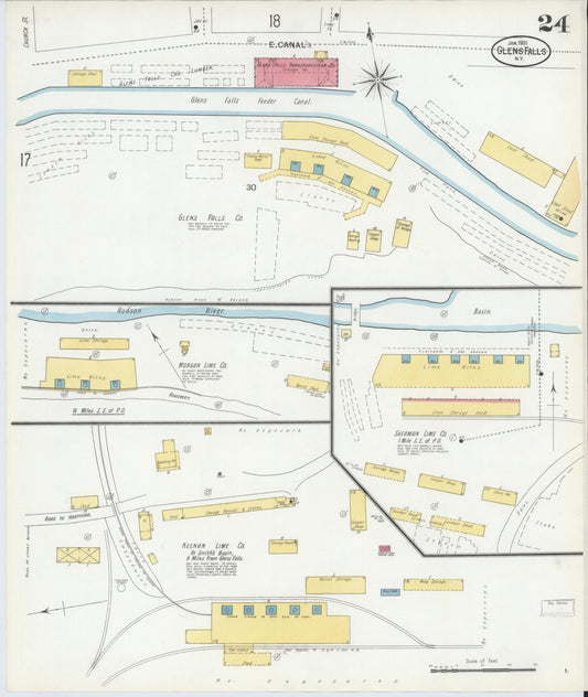 Sanborn Fire Insurance Map from Glens Falls, Warren County, New York (1901), Sheet #0024 - Historic Sanborn Fire Insurance Map Print, vintage old map wall art, antique decor, genealogy gift, New York New York map