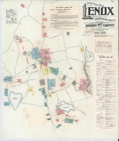 Sanborn Fire Insurance Map from Lenox, Berkshire County, Massachusetts (1939), Sheet #0001 - Complete Map Set gallery image, historic Sanborn map, vintage wall art, Massachusetts Massachusetts