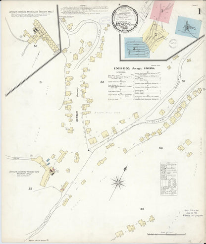 Sanborn Fire Insurance Map from Mercur, Toele County, Utah (1898), Sheet #0001 - Complete Map Set gallery image, historic Sanborn map, vintage wall art, Utah Utah