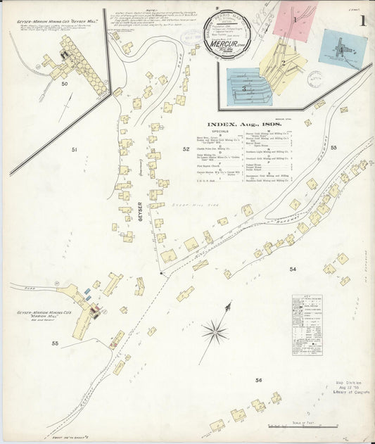 Sanborn Fire Insurance Map from Mercur, Toele County, Utah (1898), Sheet #0001 - Complete Map Set gallery image, historic Sanborn map, vintage wall art, Utah Utah