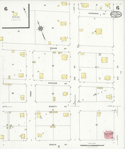 Sanborn Fire Insurance Map from Killeen, Bell County, Texas (1926), Sheet #0006 - Complete Map Set gallery image, historic Sanborn map, vintage wall art, Texas Texas