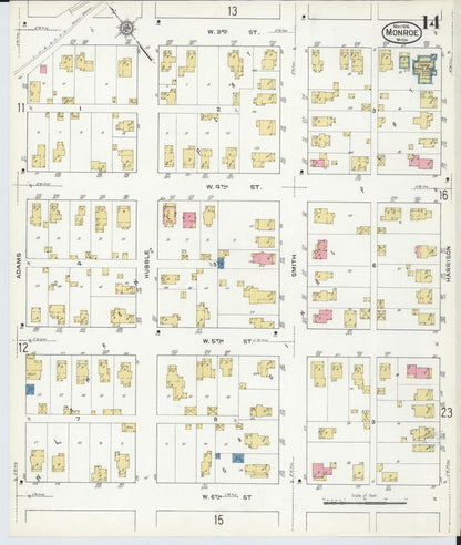 Sanborn Fire Insurance Map from Monroe, Monroe County, Michigan (1916), Sheet #0014 - Complete Map Set gallery image, historic Sanborn map, vintage wall art, Michigan Michigan
