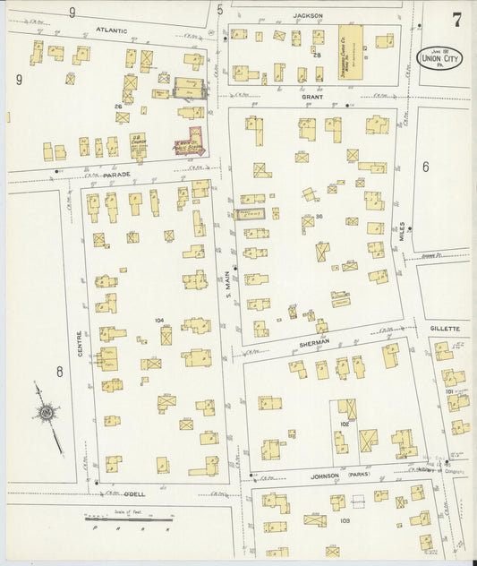 Sanborn Fire Insurance Map from Union City, Erie County, Pennsylvania (1911), Sheet #0007 - Historic Sanborn Fire Insurance Map Print, vintage old map wall art, antique decor, genealogy gift, Pennsylvania Pennsylvania map