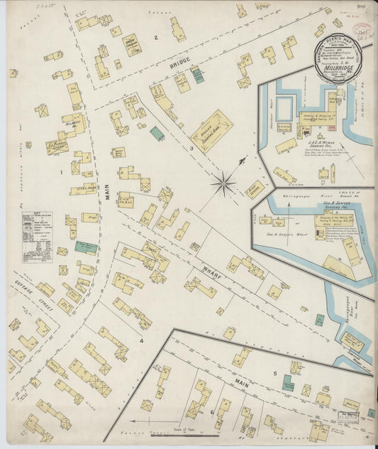 Sanborn Fire Insurance Map from Millbridge, Washington County, Maine (1895), Sheet #0001 - Historic Sanborn Fire Insurance Map Print, vintage old map wall art, antique decor, genealogy gift, Maine Maine map