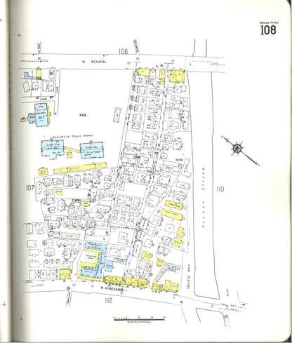 Sanborn Fire Insurance Map from Honolulu, Oahu County, Hawaii (1955), Sheet #0108 - Historic Sanborn Fire Insurance Map Print, vintage old map wall art
