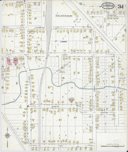 Sanborn Fire Insurance Map from Streator, La Salle County, Illinois (1916), Sheet #0034 - Historic Sanborn Fire Insurance Map Print, vintage old map wall art, antique decor, genealogy gift, Illinois Illinois map