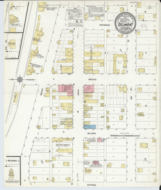 Sanborn Fire Insurance Map from Delmont, Douglas County, South Dakota (1911), Sheet #0001 - Historic Sanborn Fire Insurance Map Print, vintage old map wall art, antique decor, genealogy gift, South Dakota South Dakota map
