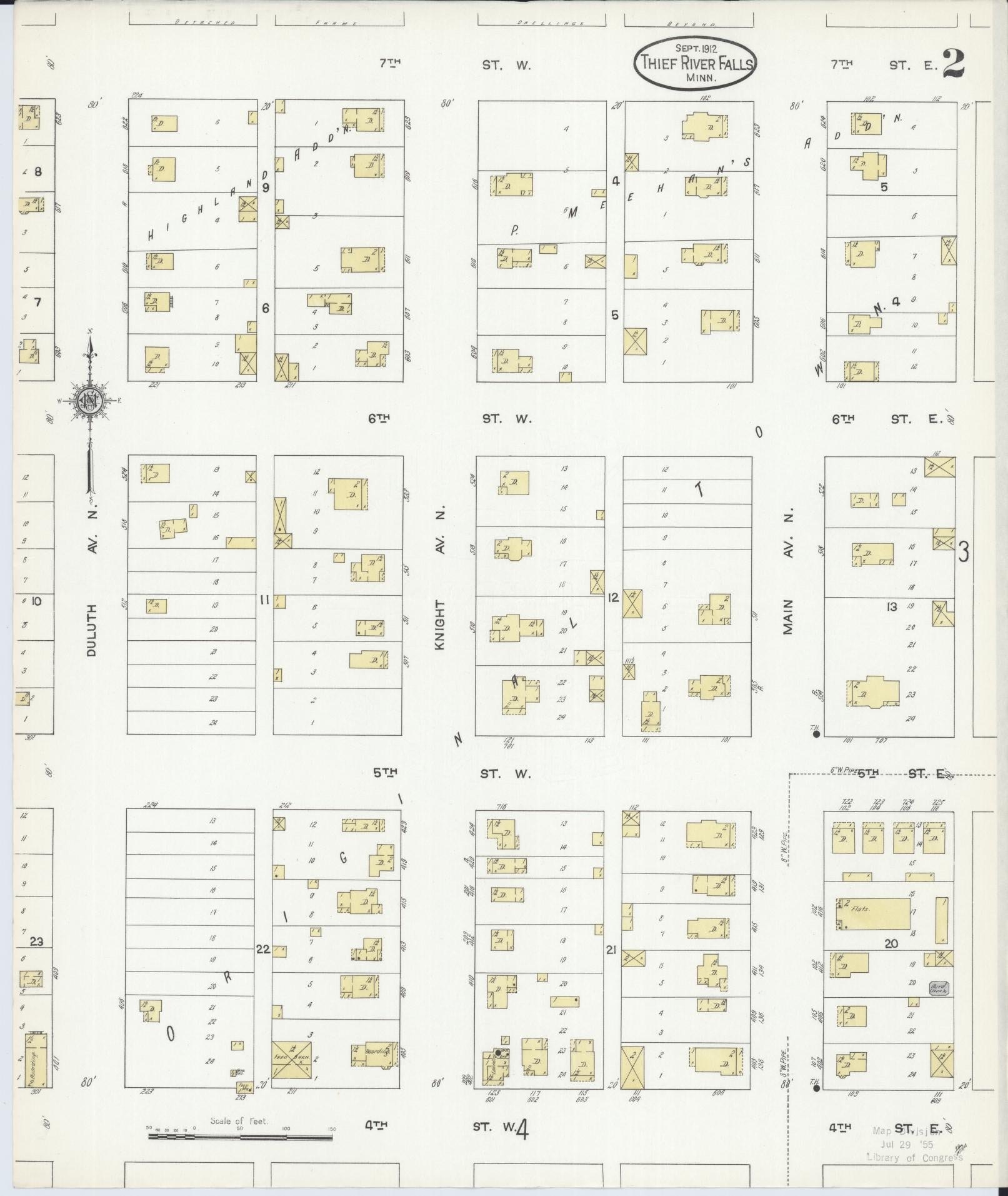 Sanborn Fire Insurance Map from Thief River Falls, Pennington County, Minnesota (1912), Sheet #0002 - Complete Map Set gallery image, historic Sanborn map, vintage wall art, Minnesota Minnesota