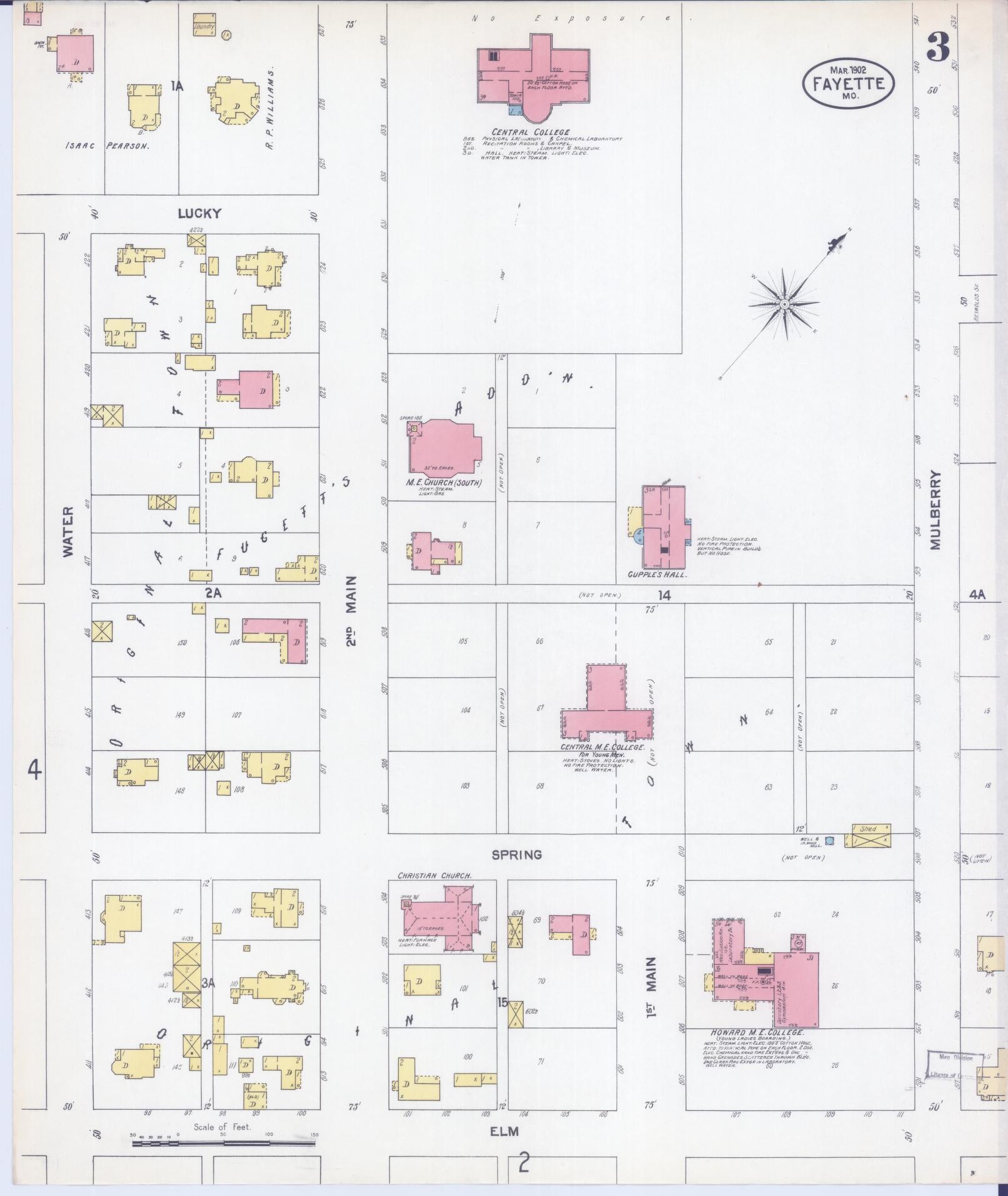 Sanborn Fire Insurance Map from Fayette, Howard County, Missouri (1902), Sheet #0003 - Complete Map Set gallery image, historic Sanborn map, vintage wall art, Missouri Missouri