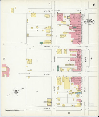 Sanborn Fire Insurance Map from Richmond, Madison County, Kentucky (1907), Sheet #0008 - Complete Map Set gallery image, historic Sanborn map, vintage wall art, Kentucky Kentucky
