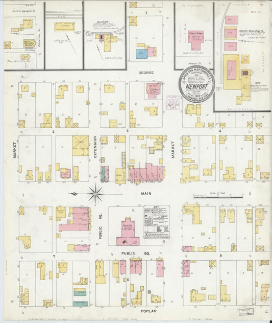 Sanborn Fire Insurance Map from Newport, Vermillion County, Indiana (1905), Sheet #0001 - Historic Sanborn Fire Insurance Map Print, vintage old map wall art, antique decor, genealogy gift, Indiana Indiana map