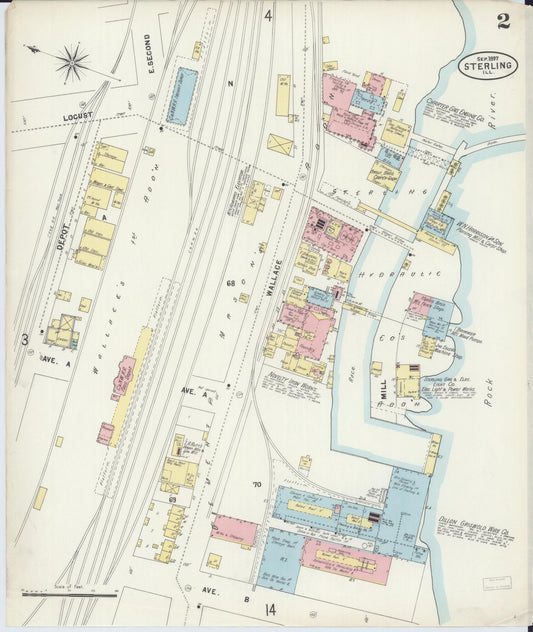 Sanborn Fire Insurance Map from Sterling, Whiteside County, Illinois (1897), Sheet #0002 - Historic Sanborn Fire Insurance Map Print, vintage old map wall art, antique decor, genealogy gift, Illinois Illinois map