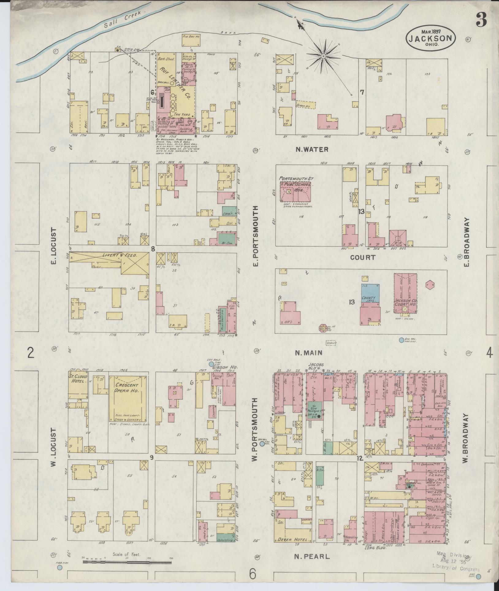 Sanborn Fire Insurance Map from Jackson, Jackson County, Ohio (1897), Sheet #0003 - Historic Sanborn Fire Insurance Map Print, vintage old map wall art, antique decor, genealogy gift, Ohio Ohio map