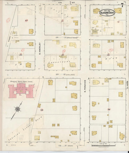 Sanborn Fire Insurance Map from Blooming Grove, Navarro County, Texas (1934), Sheet #0007 - Complete Map Set gallery image, historic Sanborn map, vintage wall art, Texas Texas