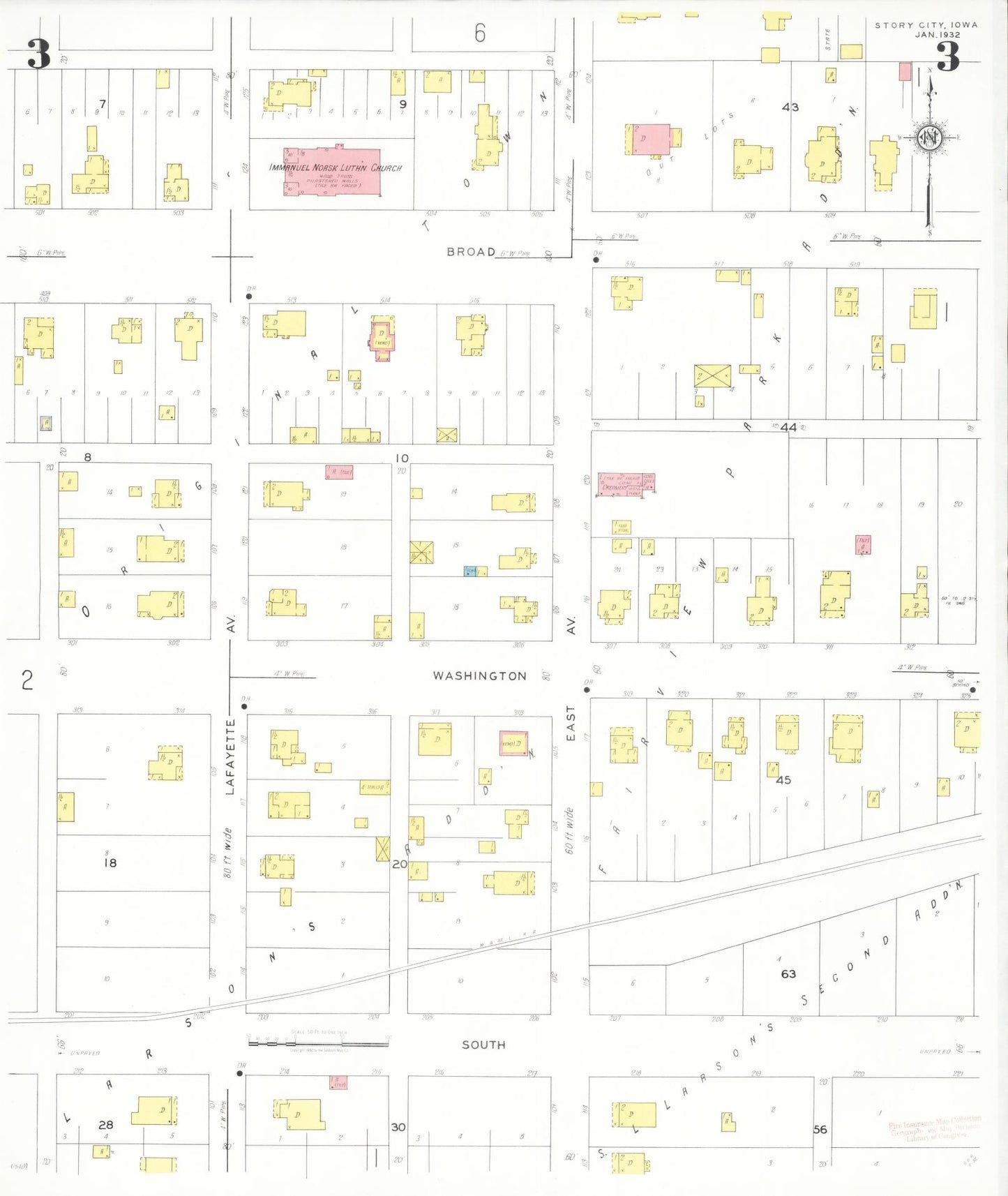 Sanborn Fire Insurance Map from Story City, Story County, Iowa (1932), Sheet #0003 - Historic Sanborn Fire Insurance Map Print, vintage old map wall art