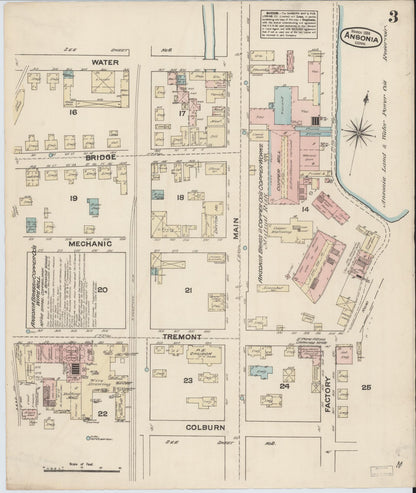 Sanborn Fire Insurance Map from Ansonia, New Haven County, Connecticut (1884), Sheet #0003 - Complete Map Set gallery image, historic Sanborn map, vintage wall art, Connecticut Connecticut