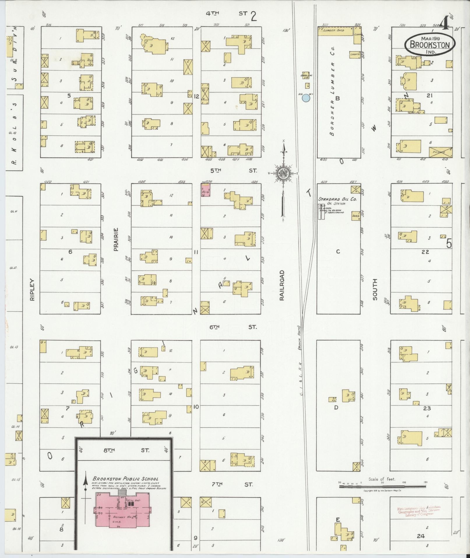 Sanborn Fire Insurance Map from Brookston, White County, Indiana (1919), Sheet #0004 - Complete Map Set gallery image, historic Sanborn map, vintage wall art, Indiana Indiana