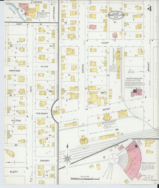 Sanborn Fire Insurance Map from Montpelier, Williams County, Ohio (1905), Sheet #0004 - Historic Sanborn Fire Insurance Map Print, vintage old map wall art, antique decor, genealogy gift, Ohio Ohio map