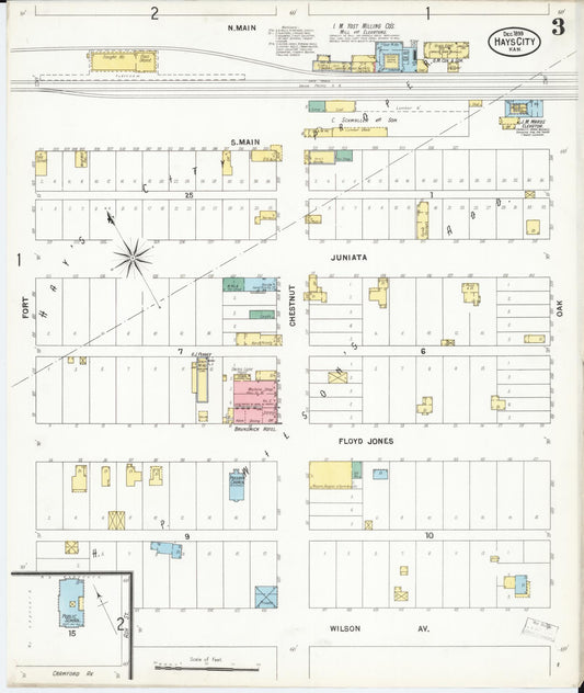 Sanborn Fire Insurance Map from Hays, Ellis County, Kansas (1899), Sheet #0003 - Historic Sanborn Fire Insurance Map Print, vintage old map wall art, antique decor, genealogy gift, Kansas Kansas map