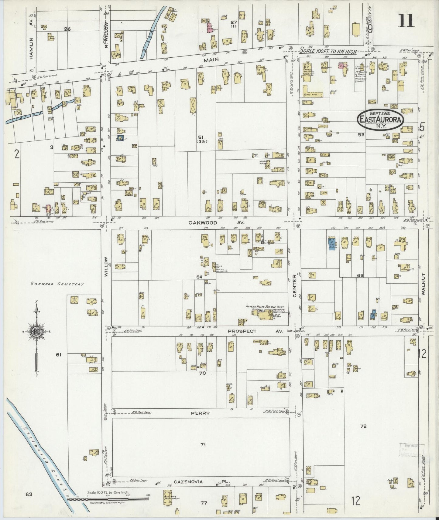 Sanborn Fire Insurance Map from East Aurora, Erie County, New York (1920), Sheet #0011 - Complete Map Set gallery image, historic Sanborn map, vintage wall art, New York New York
