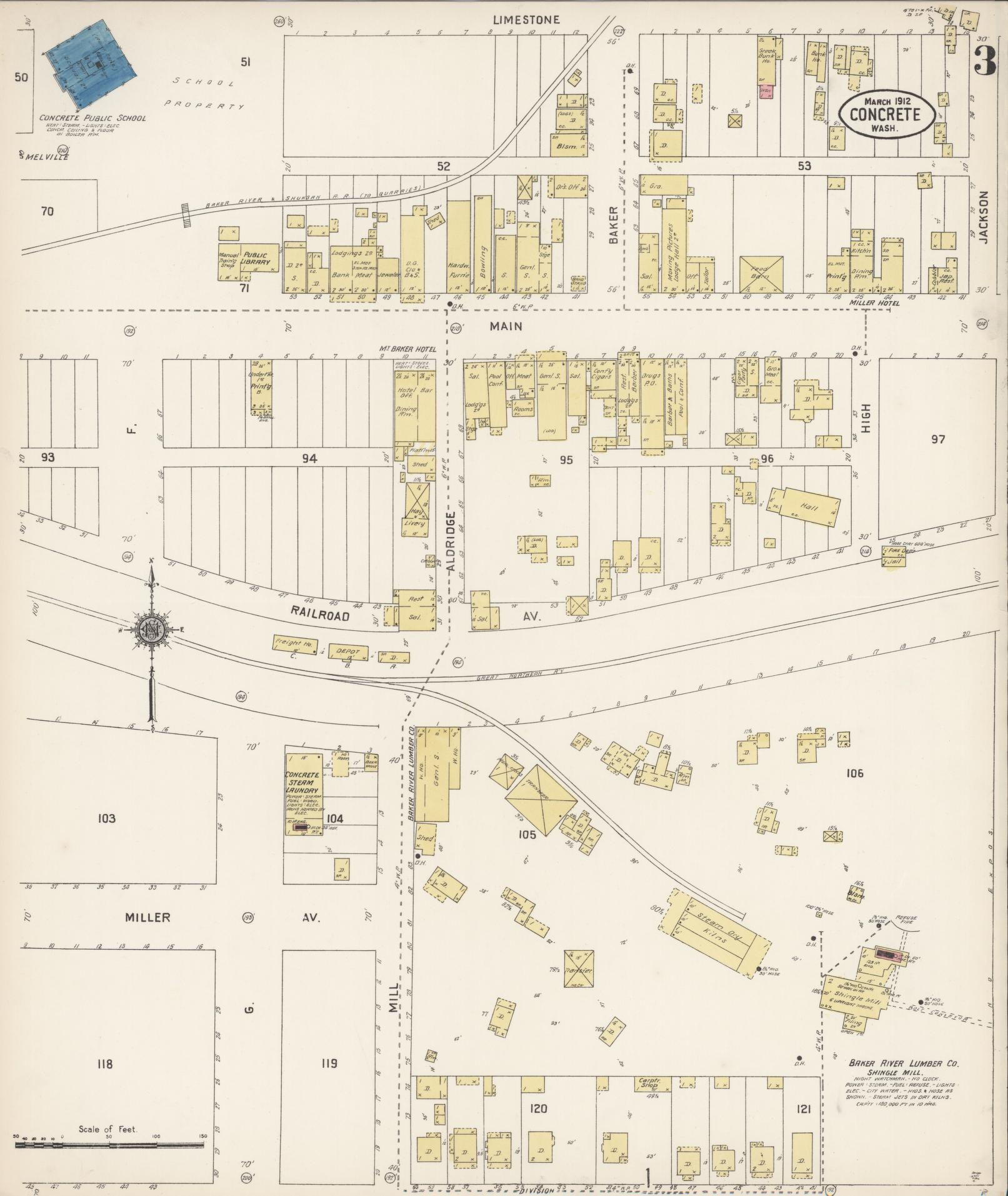 Sanborn Fire Insurance Map from Concrete, Skagit County, Washington (1912), Sheet #0003 - Complete Map Set gallery image, historic Sanborn map, vintage wall art, Washington Washington