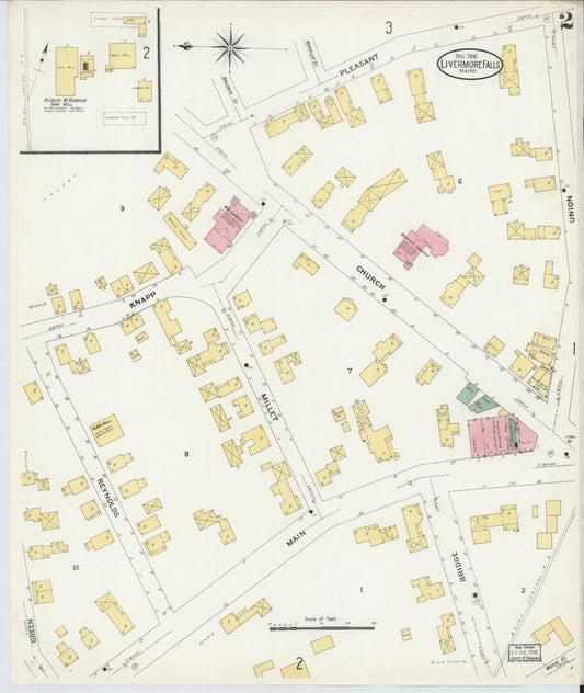 Sanborn Fire Insurance Map from Livermore Falls, Androscoggin County, Maine (1908), Sheet #0002 - Historic Sanborn Fire Insurance Map Print, vintage old map wall art, antique decor, genealogy gift, Maine Maine map