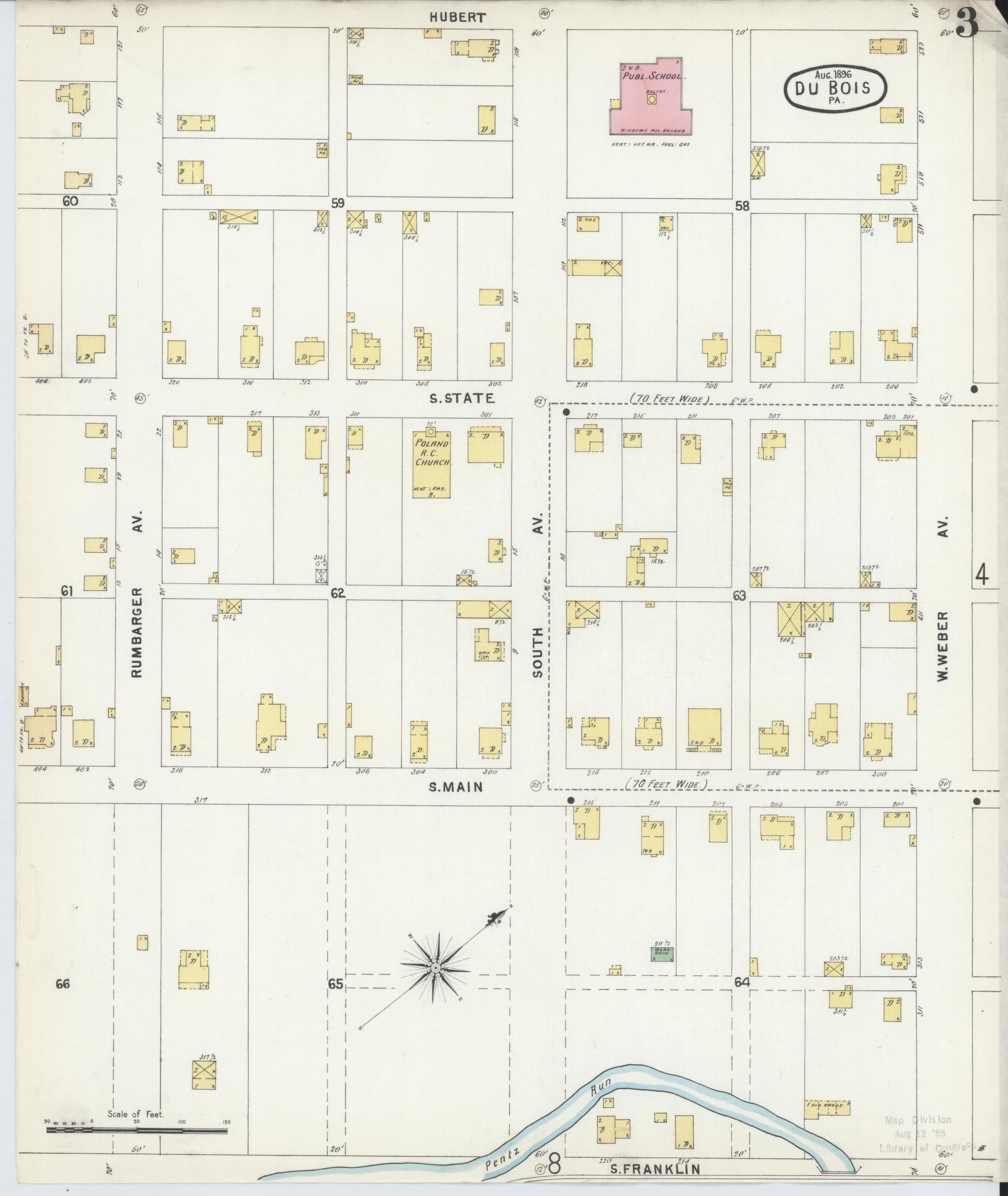 Sanborn Fire Insurance Map from Du Bois, Clearfield County, Pennsylvania (1896), Sheet #0003 - Historic Sanborn Fire Insurance Map Print, vintage old map wall art, antique decor, genealogy gift, Pennsylvania Pennsylvania map