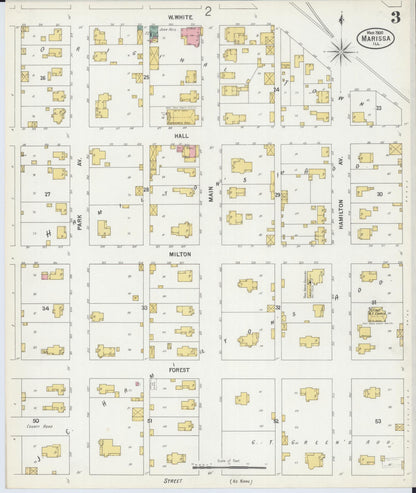 Sanborn Fire Insurance Map from Marissa, Saint Clair County, Illinois (1900), Sheet #0003 - Complete Map Set gallery image, historic Sanborn map, vintage wall art, Illinois Illinois