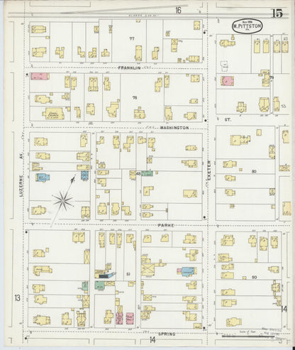 Sanborn Fire Insurance Map from Pittston, Luzerne County, Pennsylvania (1896), Sheet #0015 - Historic Sanborn Fire Insurance Map Print, vintage old map wall art, antique decor, genealogy gift, Pennsylvania Pennsylvania map