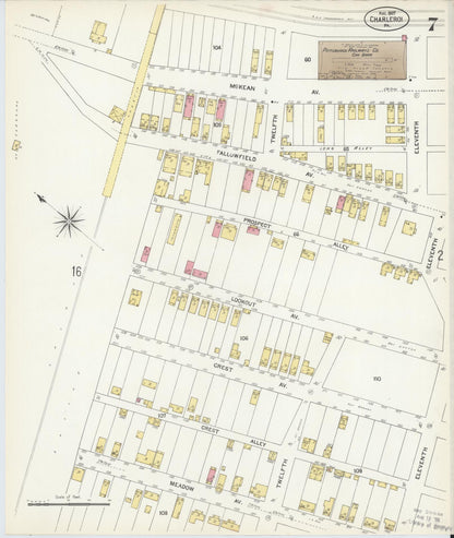 Sanborn Fire Insurance Map from Charleroi, Washington County, Pennsylvania (1907), Sheet #0007 - Complete Map Set gallery image, historic Sanborn map, vintage wall art, Pennsylvania Pennsylvania