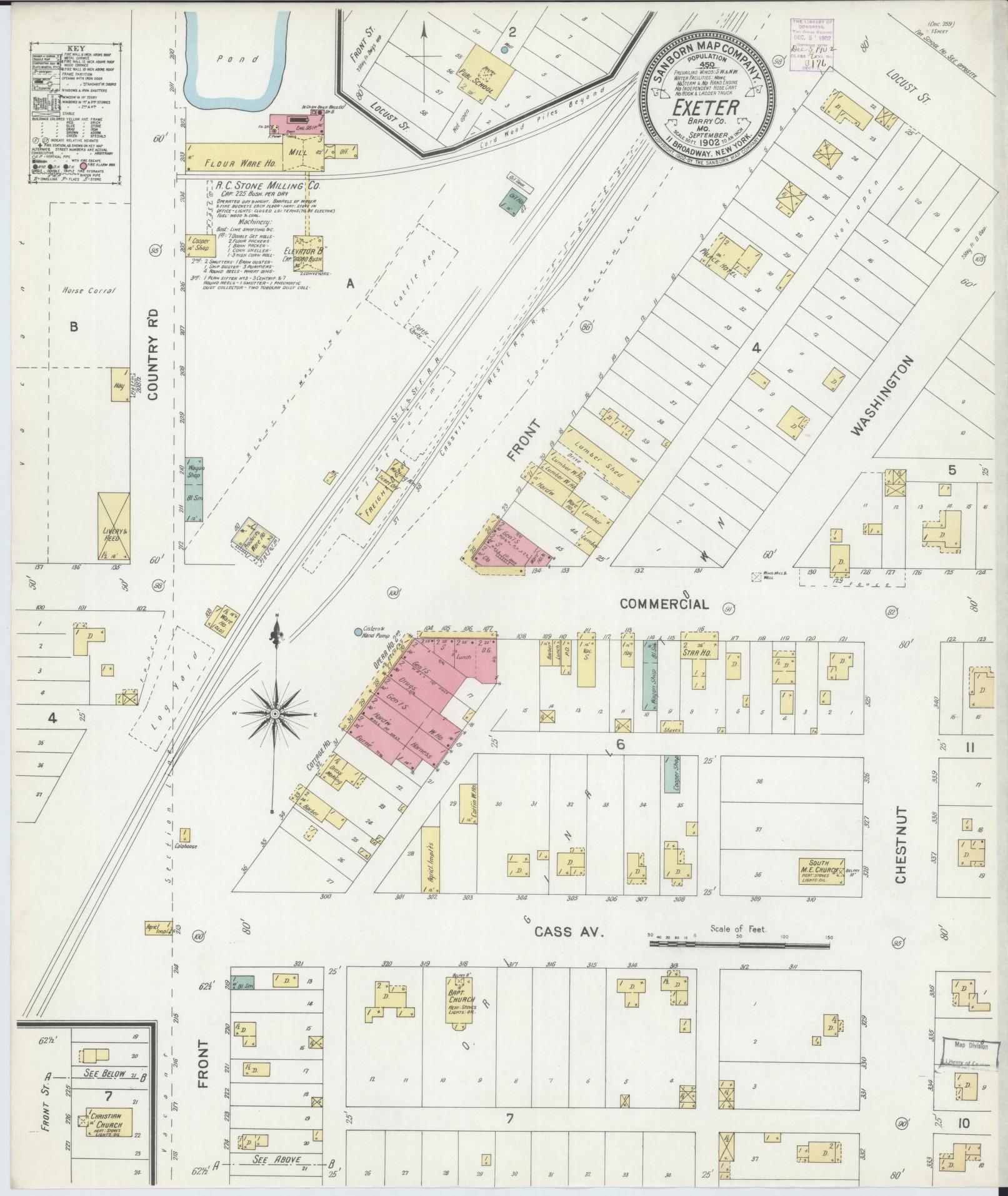Sanborn Fire Insurance Map from Exeter, Barry County, Missouri (1902), Sheet #0001 - Historic Sanborn Fire Insurance Map Print, vintage old map wall art, antique decor, genealogy gift, Missouri Missouri map