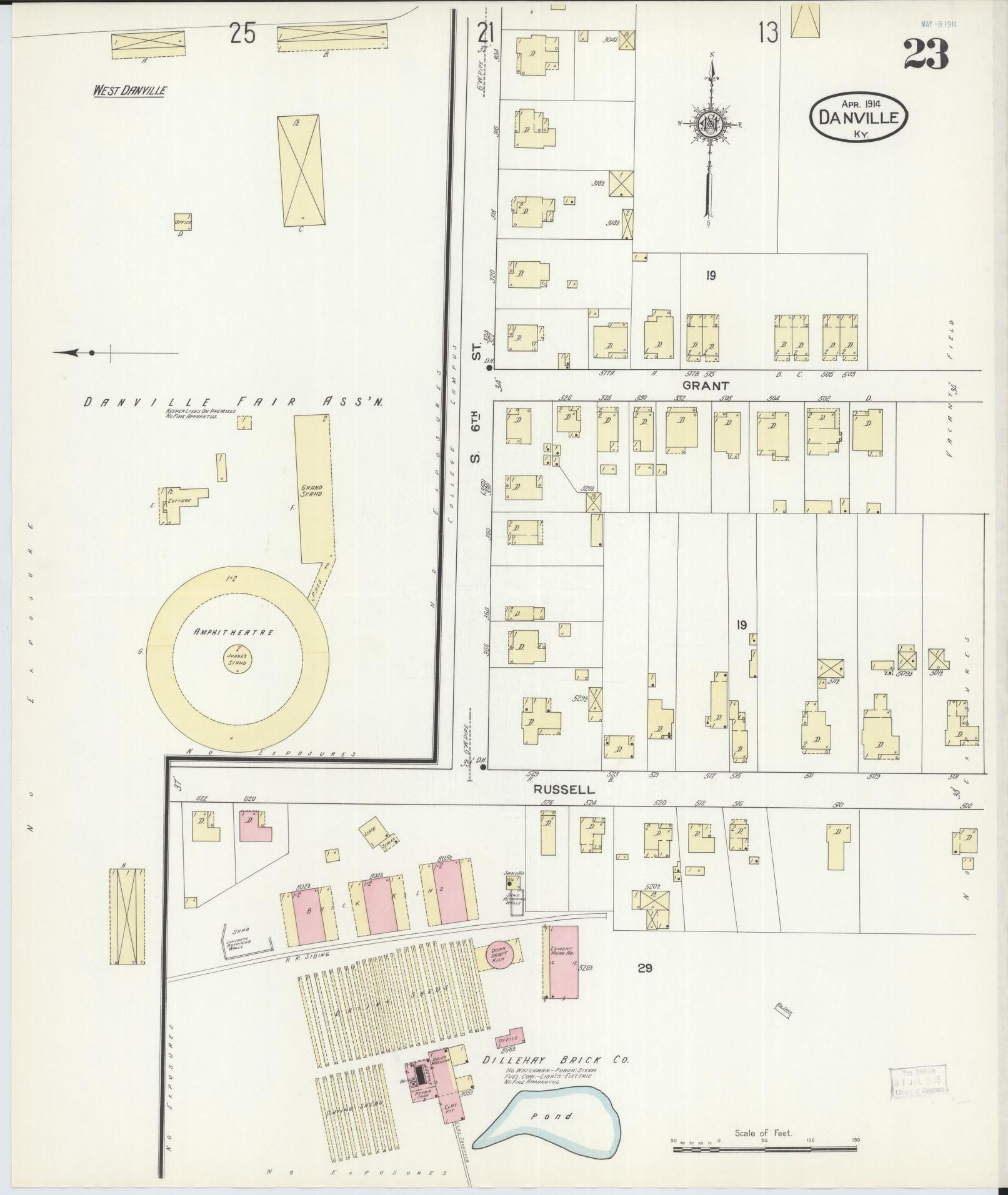 Sanborn Fire Insurance Map from Danville, Boyle County, Kentucky (1914), Sheet #0023 - Complete Map Set gallery image, historic Sanborn map, vintage wall art, Kentucky Kentucky