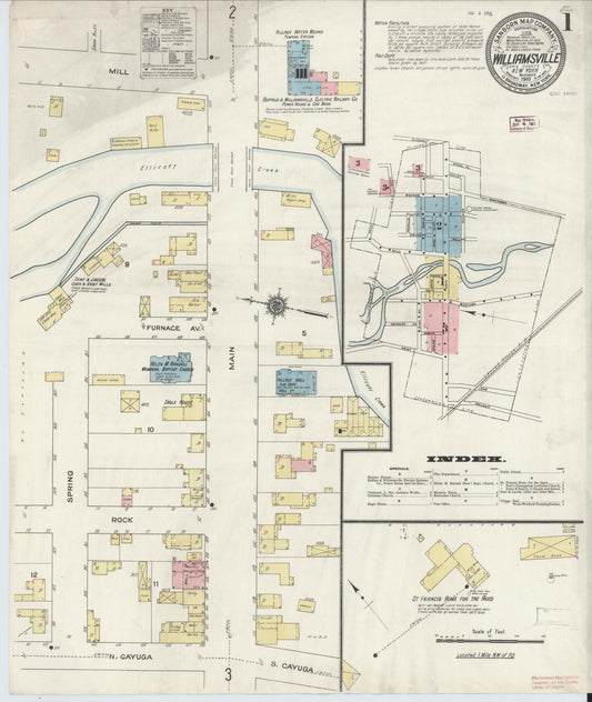 Sanborn Fire Insurance Map from Williamsville, Erie County, New York (1910), Sheet #0001 - Historic Sanborn Fire Insurance Map Print, vintage old map wall art, antique decor, genealogy gift, New York New York map