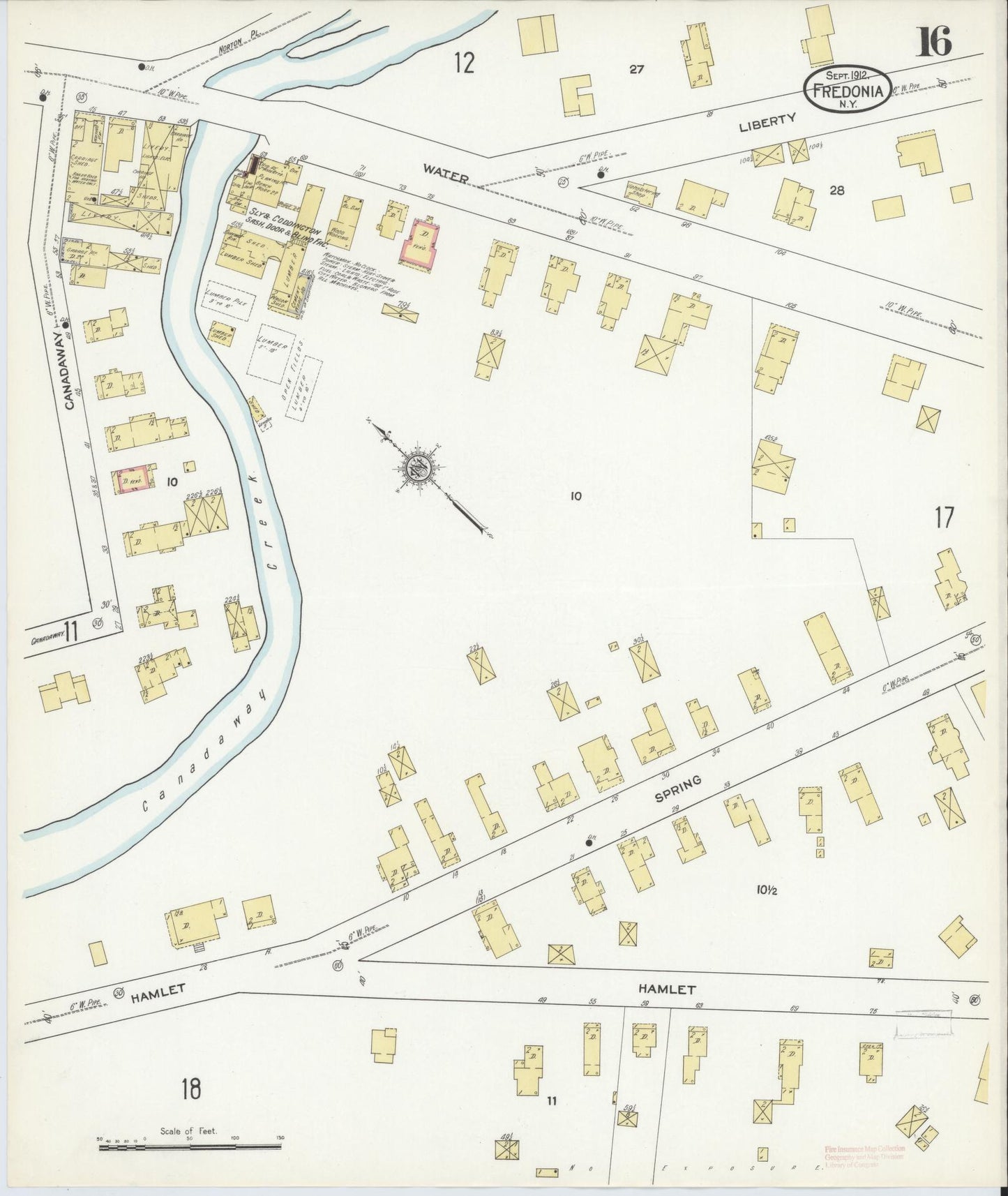 Sanborn Fire Insurance Map from Fredonia, Chautauqua County, New York (1912), Sheet #0016 - Historic Sanborn Fire Insurance Map Print, vintage old map wall art, antique decor, genealogy gift, New York New York map