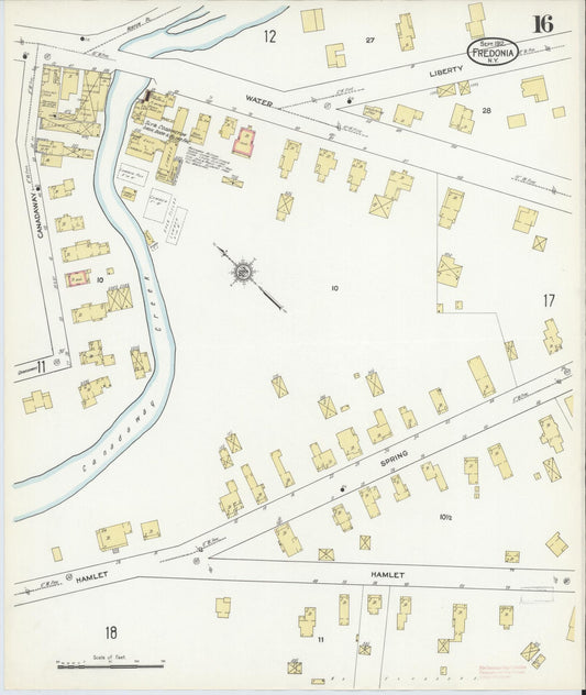 Sanborn Fire Insurance Map from Fredonia, Chautauqua County, New York (1912), Sheet #0016 - Historic Sanborn Fire Insurance Map Print, vintage old map wall art, antique decor, genealogy gift, New York New York map