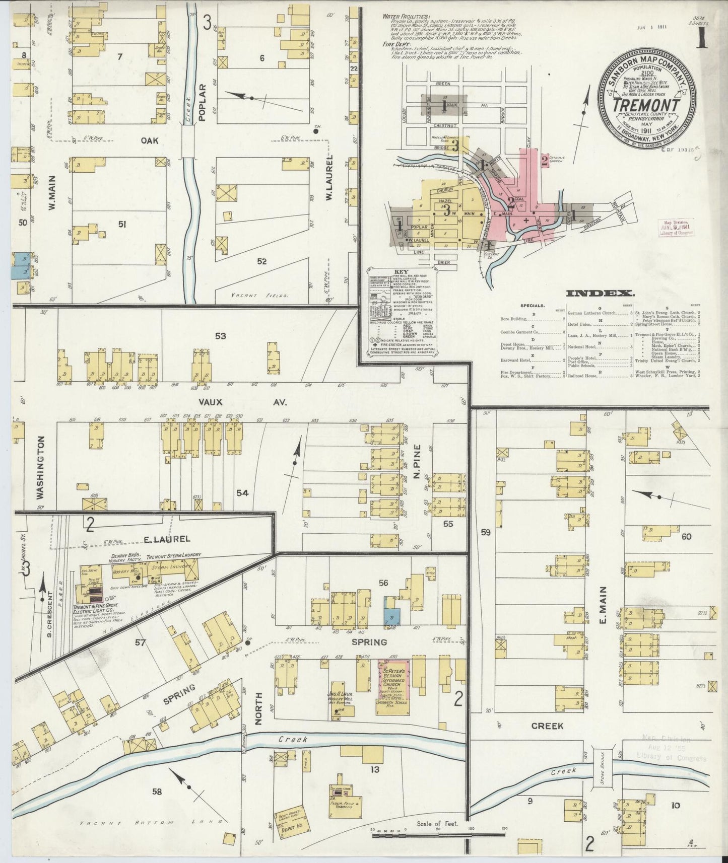 Sanborn Fire Insurance Map from Tremont, Schuylkill County, Pennsylvania (1911), Sheet #0001 - Complete Map Set gallery image, historic Sanborn map, vintage wall art, Pennsylvania Pennsylvania
