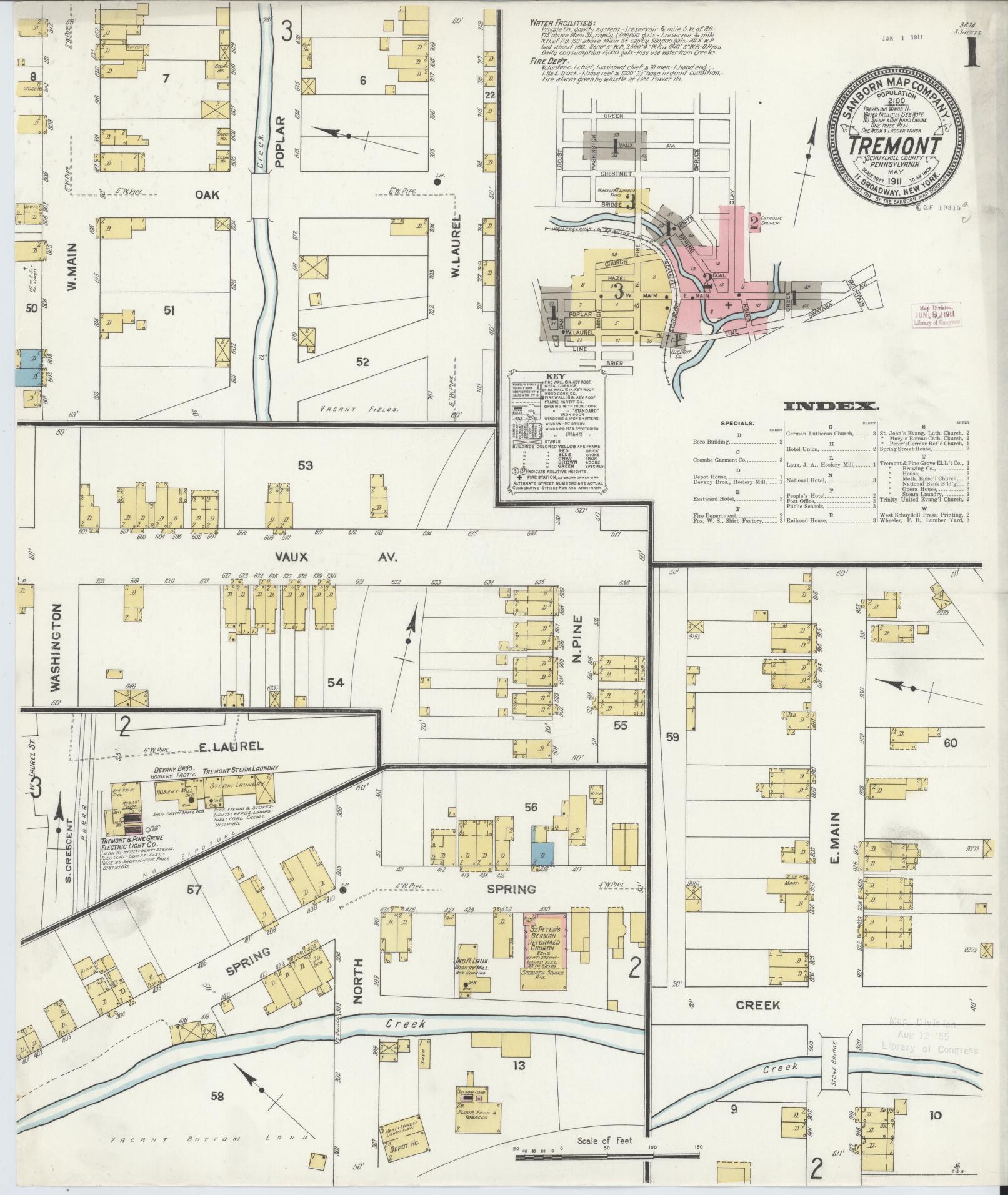 Sanborn Fire Insurance Map from Tremont, Schuylkill County, Pennsylvania (1911), Sheet #0001 - Complete Map Set gallery image, historic Sanborn map, vintage wall art, Pennsylvania Pennsylvania