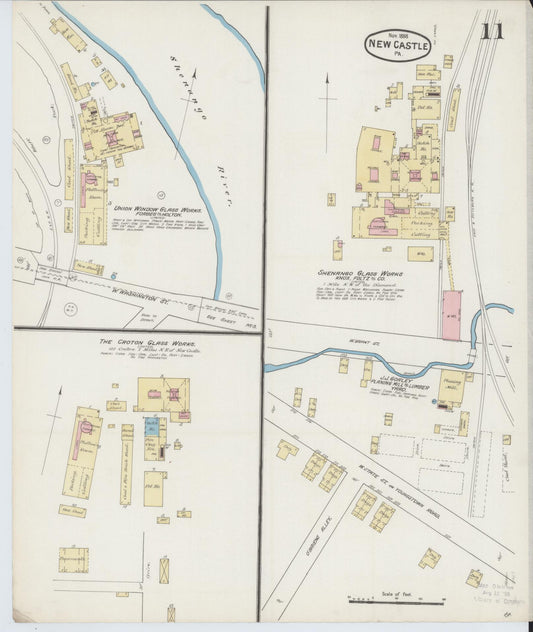 Sanborn Fire Insurance Map from New Castle, Lawrence County, Pennsylvania (1888), Sheet #0011 - Historic Sanborn Fire Insurance Map Print, vintage old map wall art, antique decor, genealogy gift, Pennsylvania Pennsylvania map